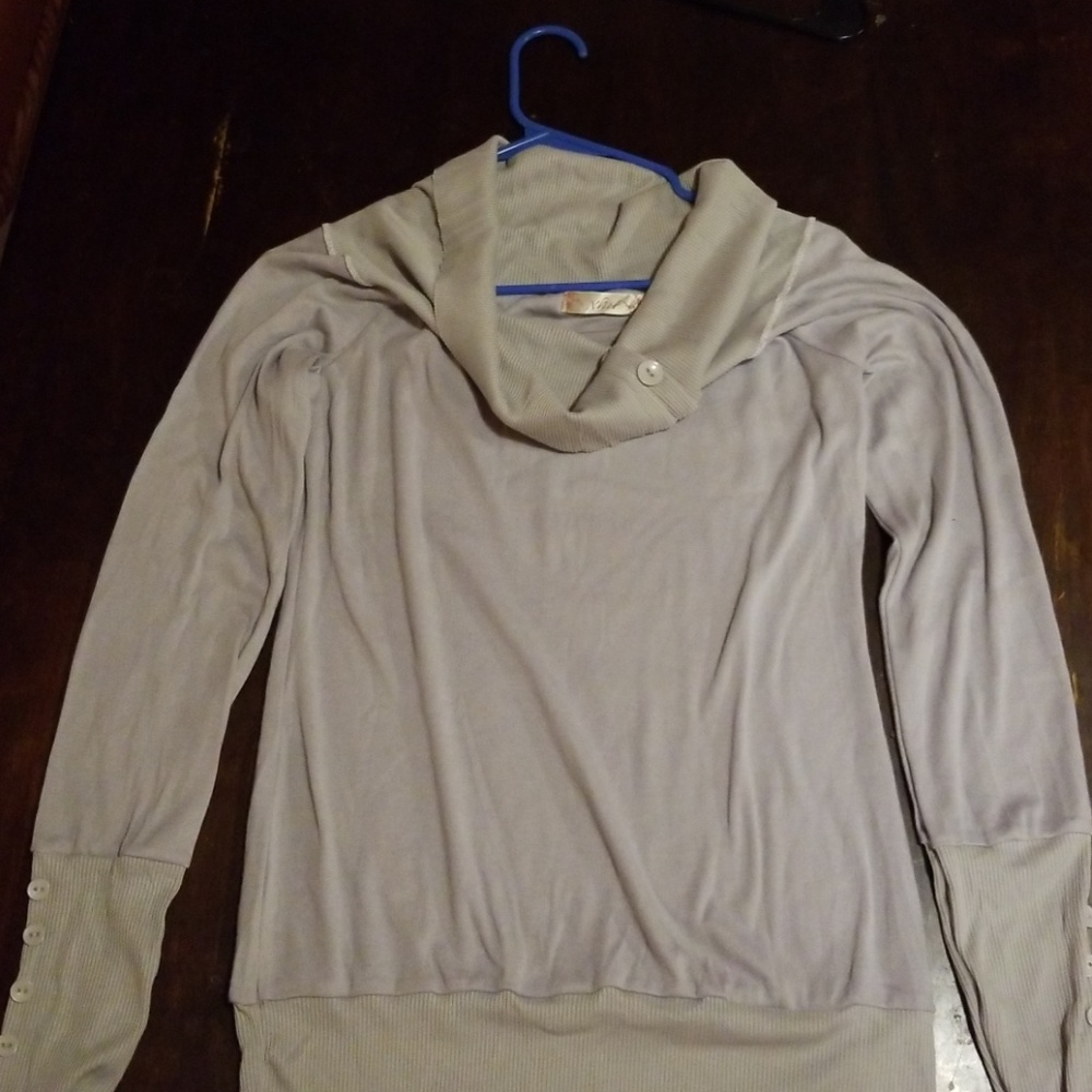 Super cute cowl neck sweater with button accents